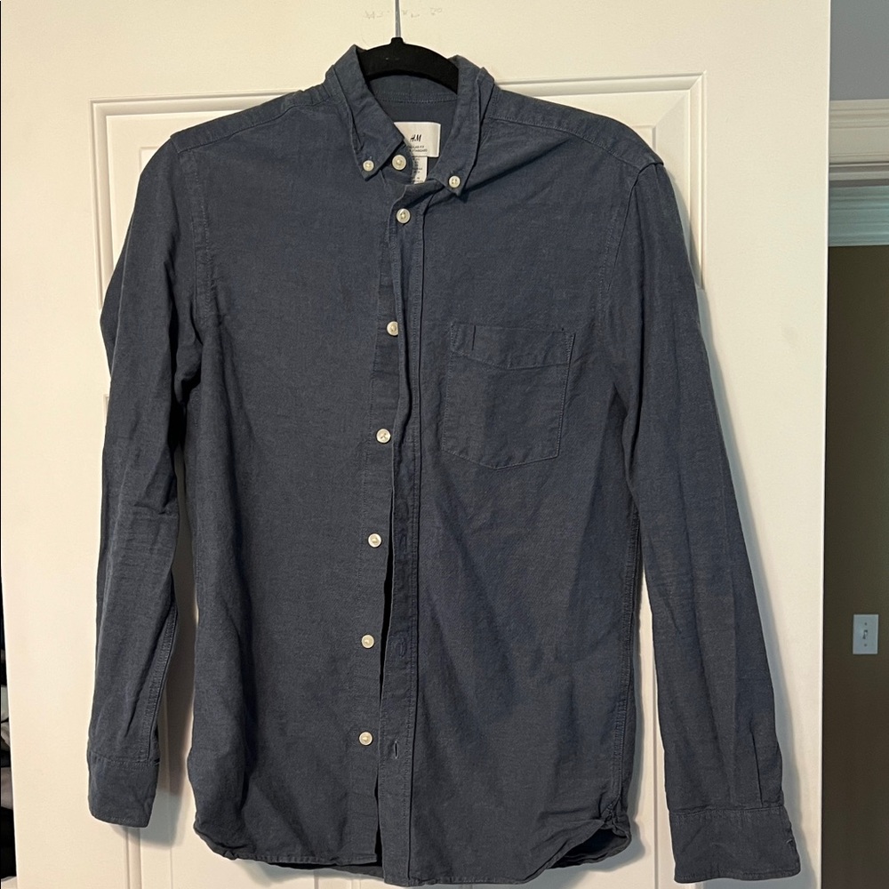H&M Men's Dark Blue Casual Shirt
